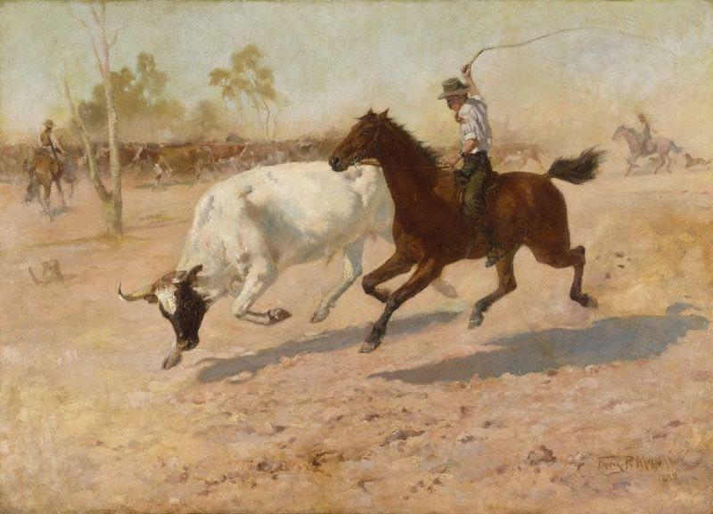 Frank Mahony Rounding up a Straggler oil painting image